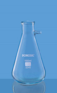 Filter flask, glass, with side tubulation