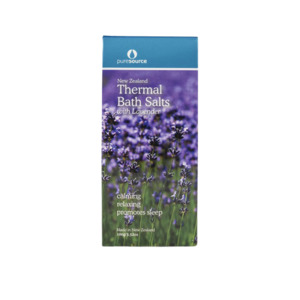 Products: Lavender Bath Salts Rotorua Thermal Soak Pure Source 100g