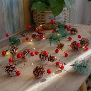 Decoration: 2M 20LED LED Light Red Berry Pinecone String Lights Garland Lights - Purified NZ