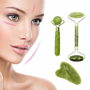 Health & Beauty - Purified: 3PCs Jade Facial Roller Massager Facial Skin Care Tool - Purified NZ