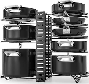 Adjustable 8 Tier Pan and Pot Lid Holder Rack - Purified NZ