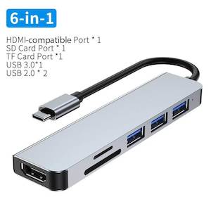 6 in 1 Type-C HDMI USB3.0 Micro SD card reader HUB Docking Station - Purified NZ