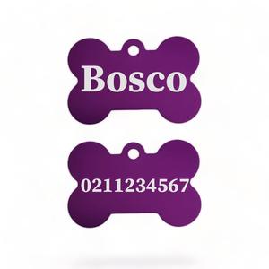 Bone Tags: Name Front & Number Back | Bone Aluminium | Dog ID Pet Tag
