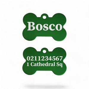 Name Front & 1 Number & Address Back | Bone Aluminium | Dog ID Pet Tag