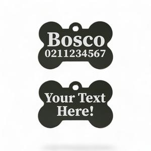 Custom Text | Bone Aluminium | Dog ID Pet Tag