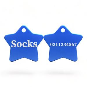 Premium Star Id Cat Dog Tags Nz Laser Engraved: Name Front & Number Back | Star Aluminum | Cat, Kitten & Dog ID Pet Tag