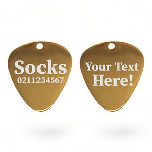 Custom Text Guitar Pick | Mirror Stainless | Dog & Cat ID Pet Tag