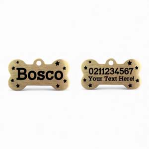 Custom Text Bespoke Brass Bone Dog ID Pet Tag