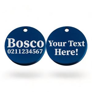 Custom Text Round | Mirror Stainless | Dog ID Pet Tag
