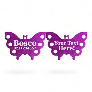 Custom Text | Butterfly Aluminum | Dog ID Pet Tag