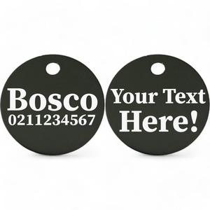 Premium Round Cat Dog: Custom Text | Round Aluminium | Cat, Kitten & Dog ID Pet Tag
