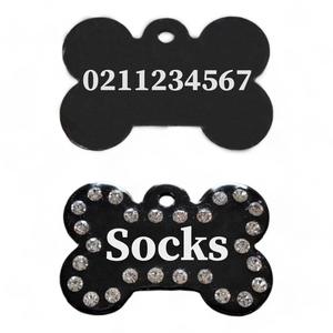 Bling Bone Dog Tags: Name Front & Number Back | Bling Bone Aluminum | Dog ID Pet Tag