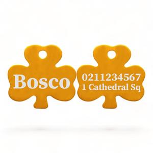 Premium Dog Cat Shamrock Id Pet Tags Nz Laser Engraved: Name Front & 1 Number & Address Back | Shamrock Aluminum | Cat, Kitten & Dog ID Pet Tag