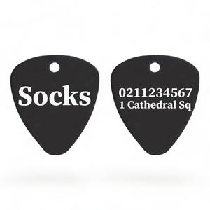 Name Front & 1 Number & Address Back Guitar Pick Cat, Kitten & Dog ID Pet Tag