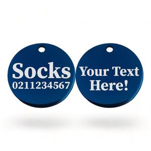 Custom Text Round | Mirror Stainless | Cat & Dog ID Pet Tag