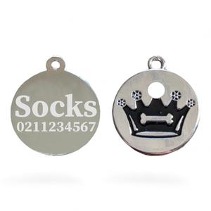 Crown Round Cat Dog Id Pet Tag: Crown Round Cat & Dog ID Pet Tag