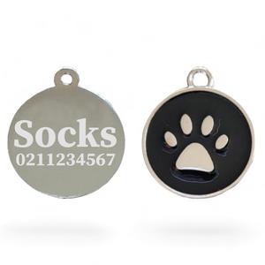 Light Paw Print Round Cat Dog Id Tag: Light Paw Print Round Cat & Dog ID Tag