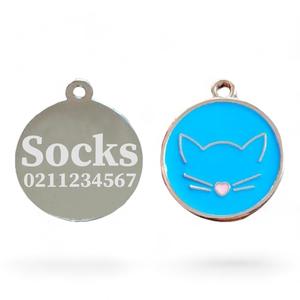 Cat Face Round ID Pet Tag