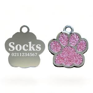 Paw Print | Stainless Steel | Cat, Kitten & Dog ID Pet Tag