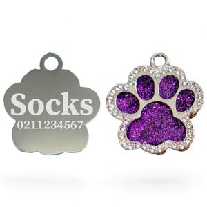 Bling Paw Print: Bling Paw Print Cat & Dog ID Pet Tag