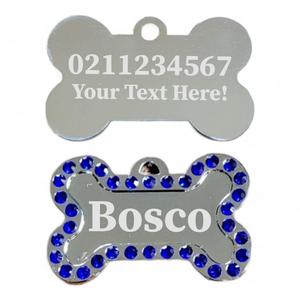 Sparkly Bone: Custom Text Sparkly Bone Dog ID Pet Tag