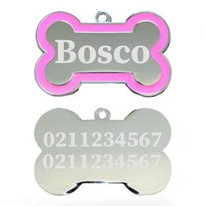Outline Bone: Name Front & 2 Numbers Back | Outline Bone | Dog ID Pet Tag