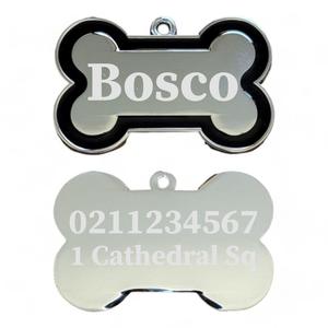 Outline Bone: Name Front & 1 Number Address Back | Outline Bone | Dog ID Pet Tag