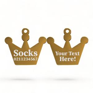 Royal Crown: Custom Text Royal Crown | Mirror Stainless | Cat & Dog ID Pet Tag