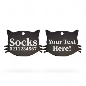 Custom Text Cat Whiskers | Mirror Stainless | Cat ID Pet Tag