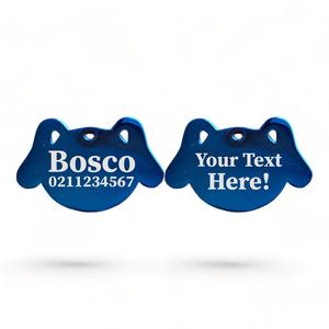 Dog Face: Custom Text Dog | Mirror Stainless | Dog ID Pet Tag