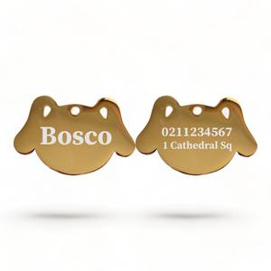 Name Front & 1 Number Address Back Dog | Mirror Stainless | Dog ID Pet Tag