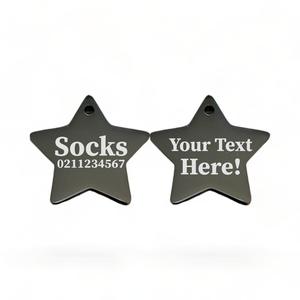Mirror Star: Custom Text Mirror | Stainless Star | Dog & Cat ID Pet Tag