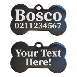 Custom Text | Mirror Stainless | Bone Dog ID Pet Tag
