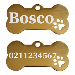 Bone Pp: Name Front & 1 Number Back Bone PP | Mirror Stainless | Dog ID Pet Tag