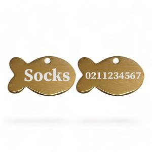 Baby Fish: Name Front & Number Back Baby Fish | Mirror Stainless | Cat ID Pet Tag