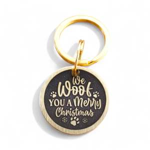 LUXE | Bespoke Brass | We Woof You A Merry Christmas | Pet ID Tag - Xmas Limited Edition