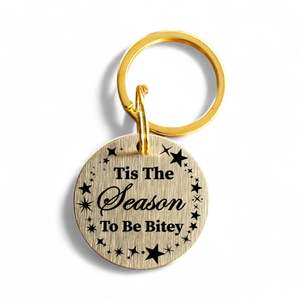 Limited Edition Xmas Tags: Tis The Season To Be Bitey | Bespoke Brass | Pet ID Tag - Xmas Limited Edition