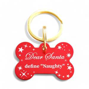 Dear Santa Define "Naughty" | Bone Aluminum | Pet ID Tag - Xmas Limited Edition