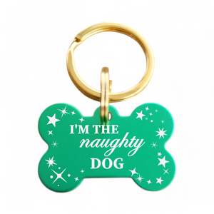 Limited Edition Xmas Tags: I'm The Naughty Dog | Bone Aluminum | Pet ID Tag - Xmas Limited Edition