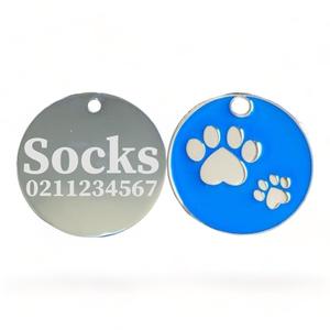 Paw Print Round Cat & Dog ID Pet Tag