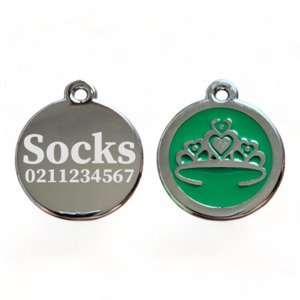 Round Tiara Cat & Dog ID Pet Tag