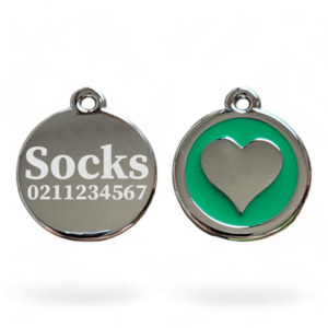 Round Heart: Round Heart Cat & Dog ID Pet Tag