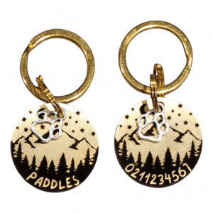Mountain Round Bespoke Brass Cat & Dog ID Pet Tag