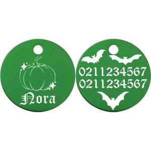 Little Pumpkin Alumimuim Cat Dog Id Pet Tag: Little Pumpkin Round Aluminum Cat & Dog ID Pet Tag