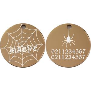Spiders Web Round | Mirror Stainless | Cat & Dog ID Pet Tag