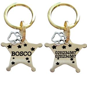Sheriff Bespoke Brass: Sheriff Name Front & 2 Numbers Back | Bespoke Brass | Dog ID Pet Tag