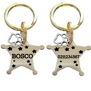 Sheriff Name Front & Number Back | Bespoke Brass | Dog ID Pet Tag