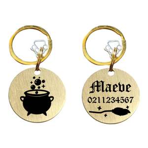 Spell Maker | Bespoke Brass | Round Cat & Dog ID Pet Tag