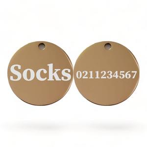 Name Number | Mirror Stainless Round | Pet ID Tag