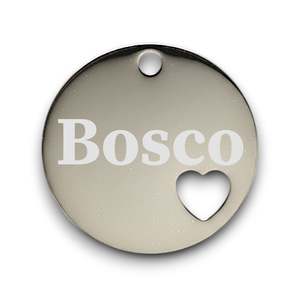Heart Round | Mirror Stainless | Pet ID Tag